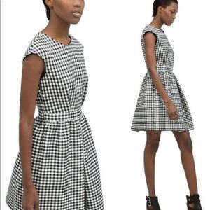 Zara Check Plaid Gingham fit & flare mini dress S